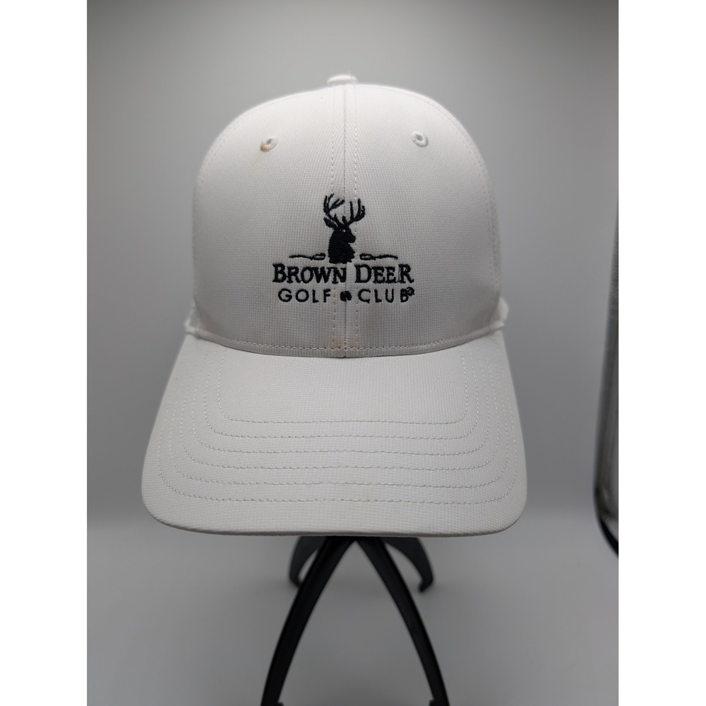 Adidas Brown Deer Golf Club Hat White Adjustable Performance Cap Mens OSFM